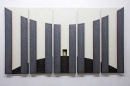 Franziska Schemel,  Ohne Titel, 2008, 120 x 216 cm, Acryl, Pigmente,Torf,Holz, Leinwand, Fotografie (Aludibond/Plexi) Werk-Nr. 107, 